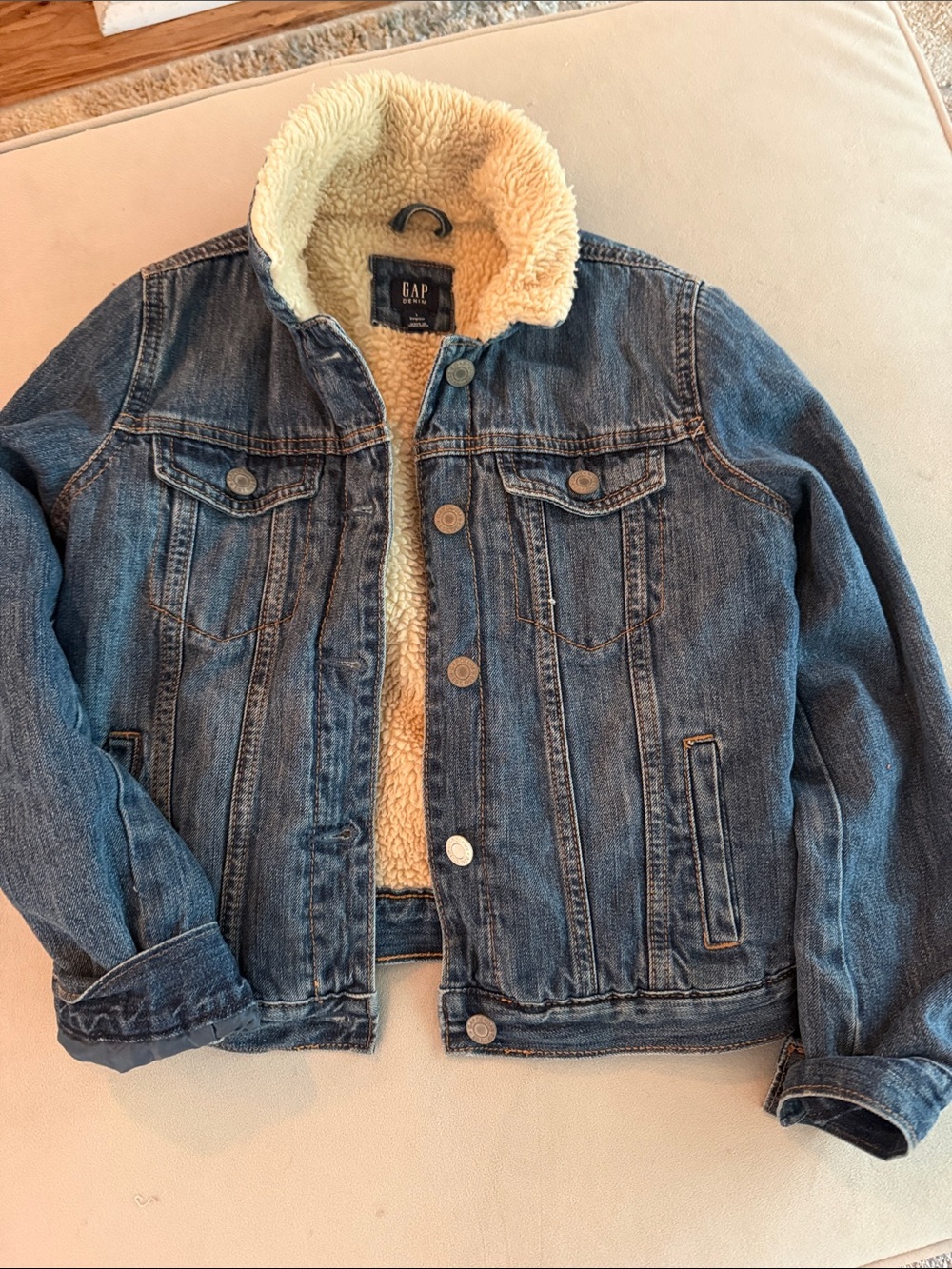 GAP kids Blue Denim Jacket with Cream Sherpa Lining